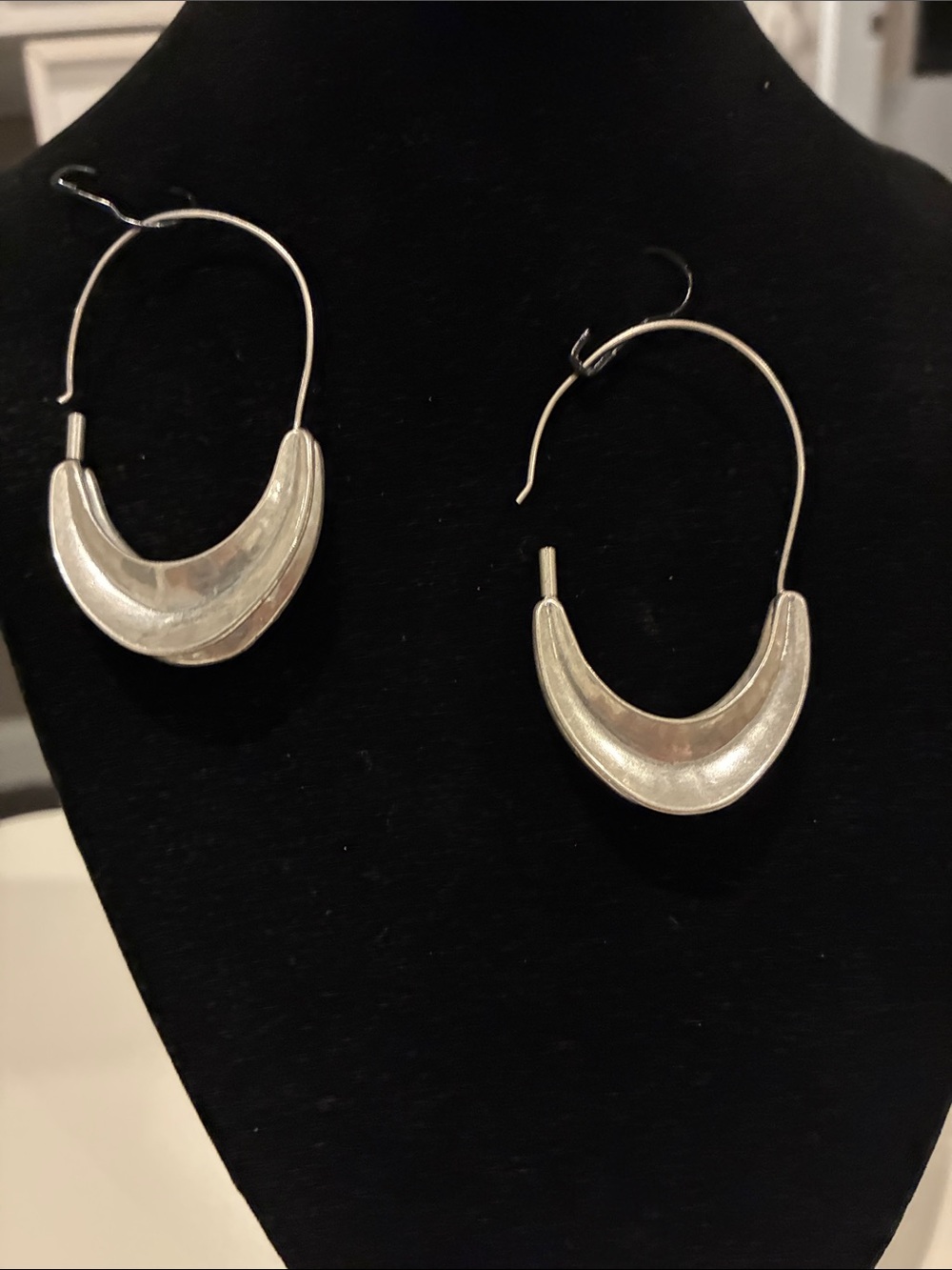 Silver Crescent Hoop Earrings - Women Jewelry